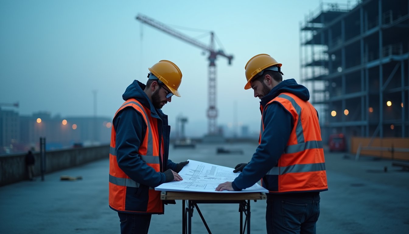 Byggteam på arbetsplats i Stockholm