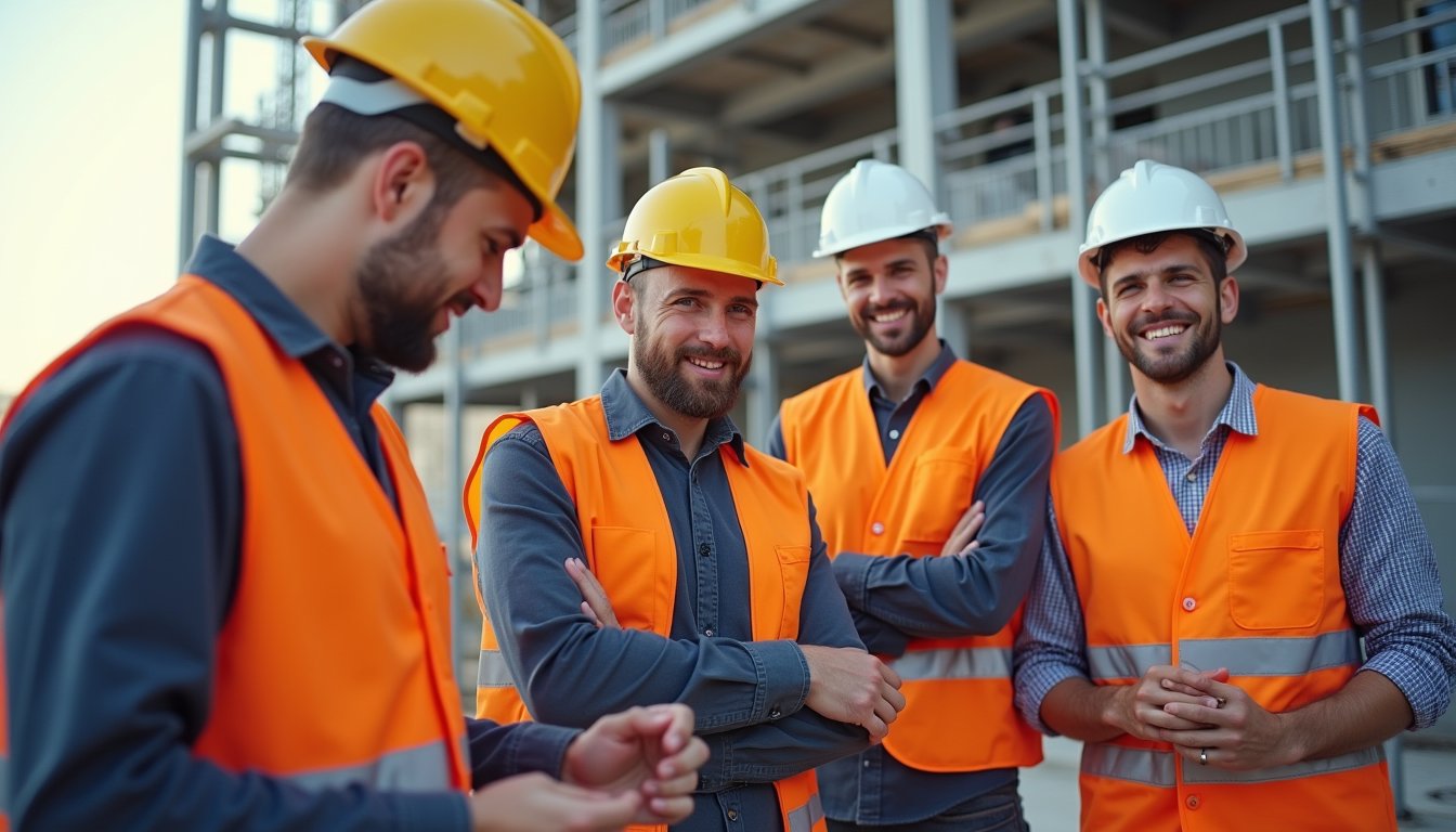 Byggarbetsplats med arbetare