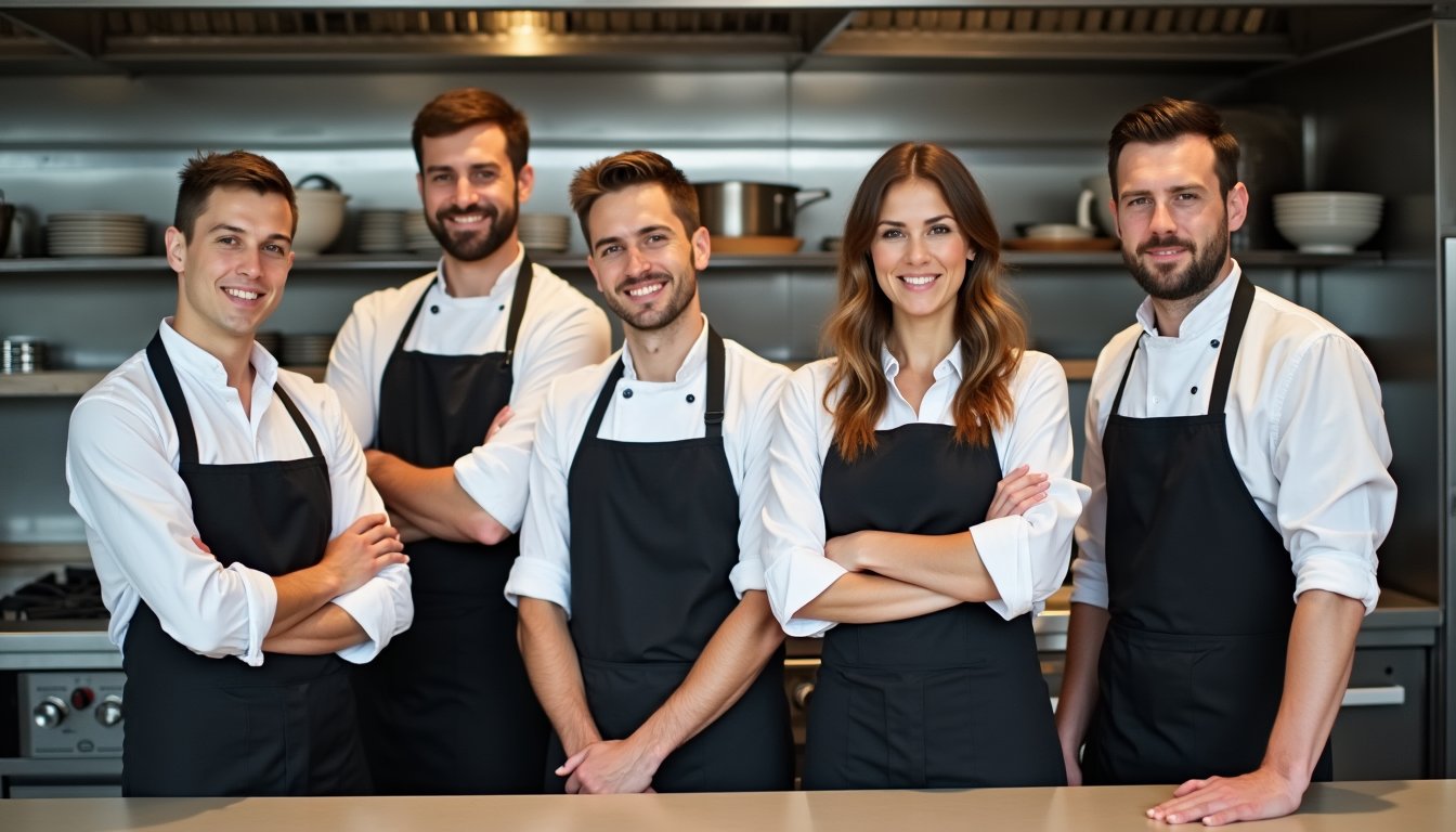 Restaurangpersonal i professionell miljö